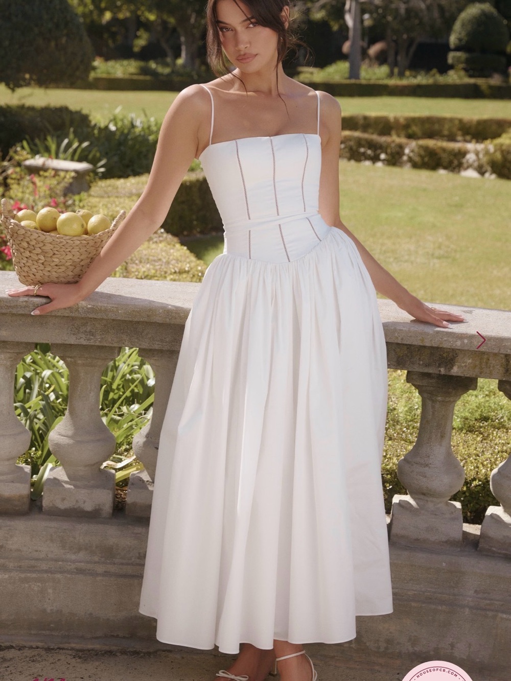 White Strapless Corset Midi Dress